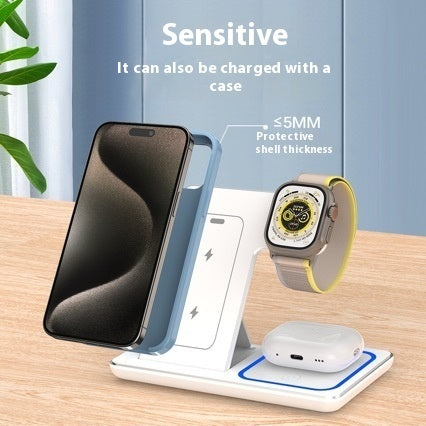 Streamline Charging: 15W 3-in-1 Fast Wireless Charger Stand for iPhone