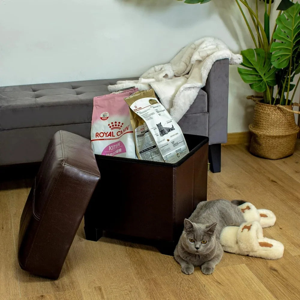 Elegant Multipurpose: PU Leather Storage Ottoman Cube