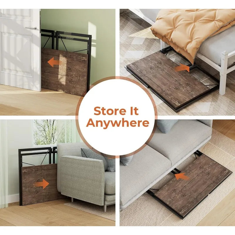 Instant Multifunctional Workspace: No-Assembly Folding Desk, 39.4 Inches