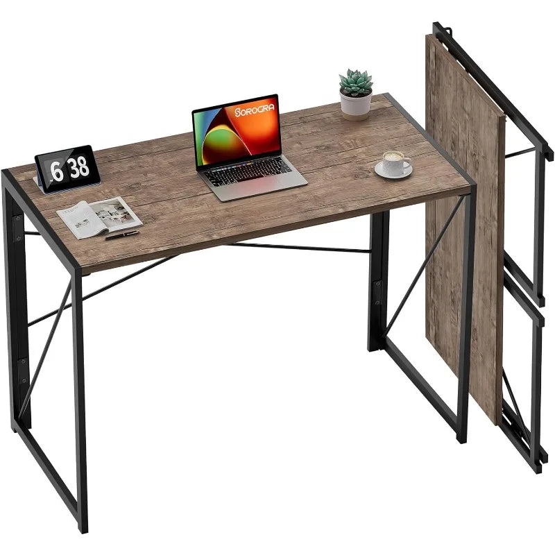 Instant Multifunctional Workspace: No-Assembly Folding Desk, 39.4 Inches