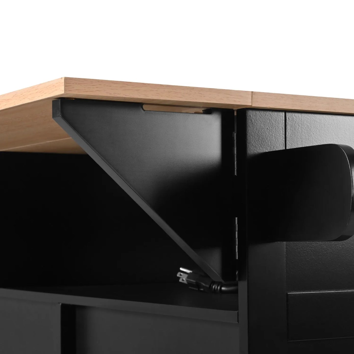 Kitchen island with drop down board, rolling kitchen cart, folding storage table with spice and towel rack, 3 drawers,