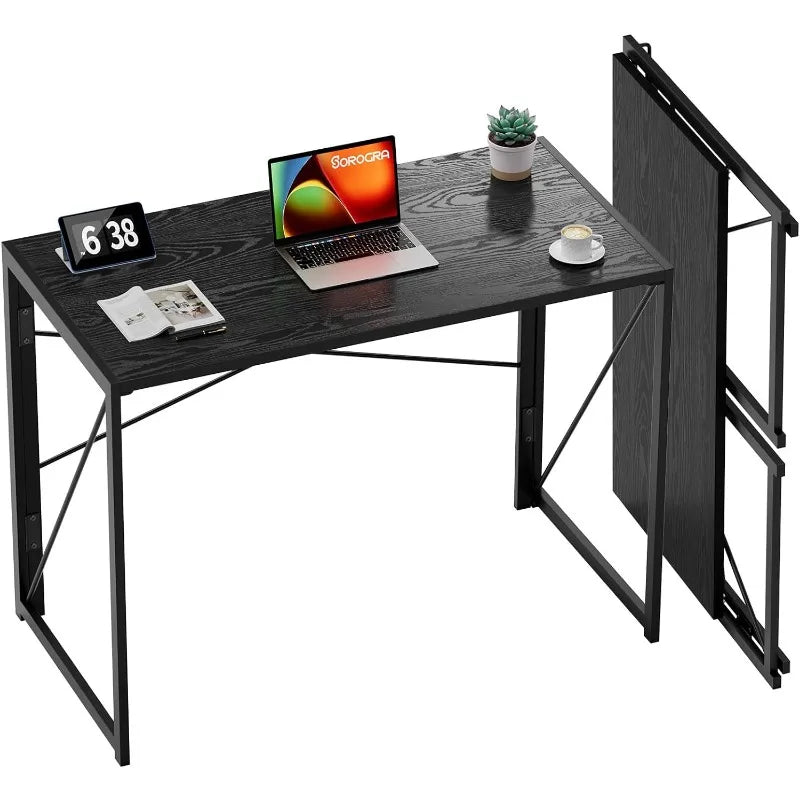 Instant Multifunctional Workspace: No-Assembly Folding Desk, 39.4 Inches