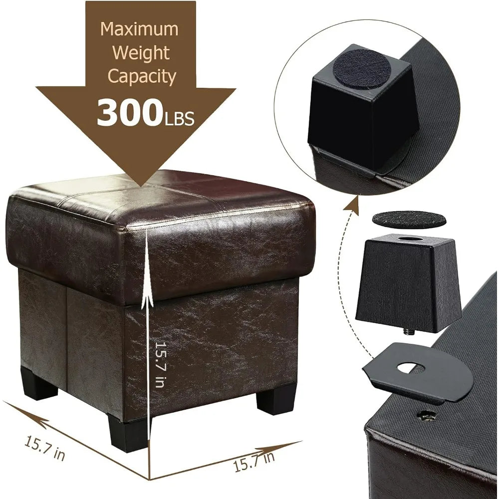 Elegant Multipurpose: PU Leather Storage Ottoman Cube
