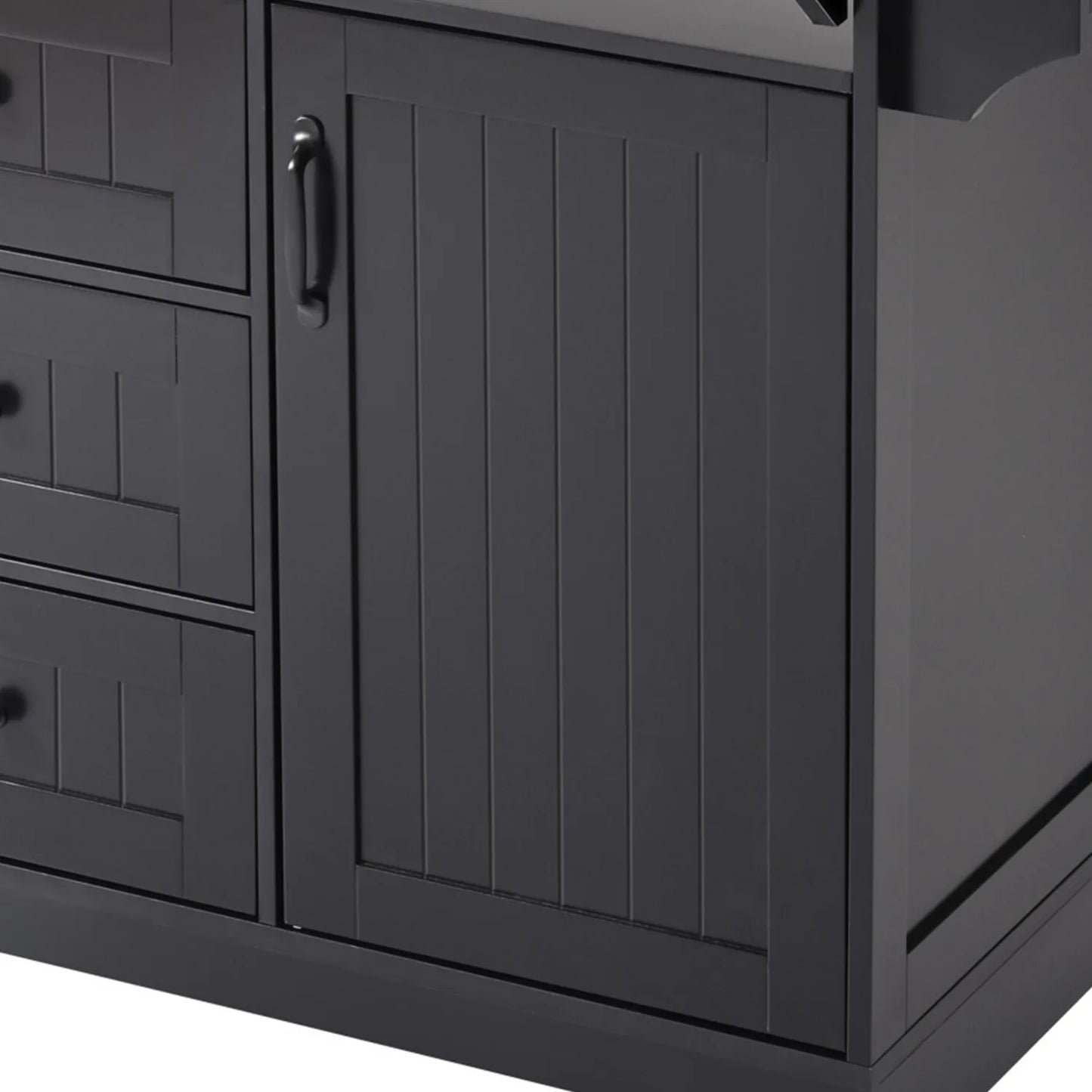 Kitchen island with drop down board, rolling kitchen cart, folding storage table with spice and towel rack, 3 drawers,
