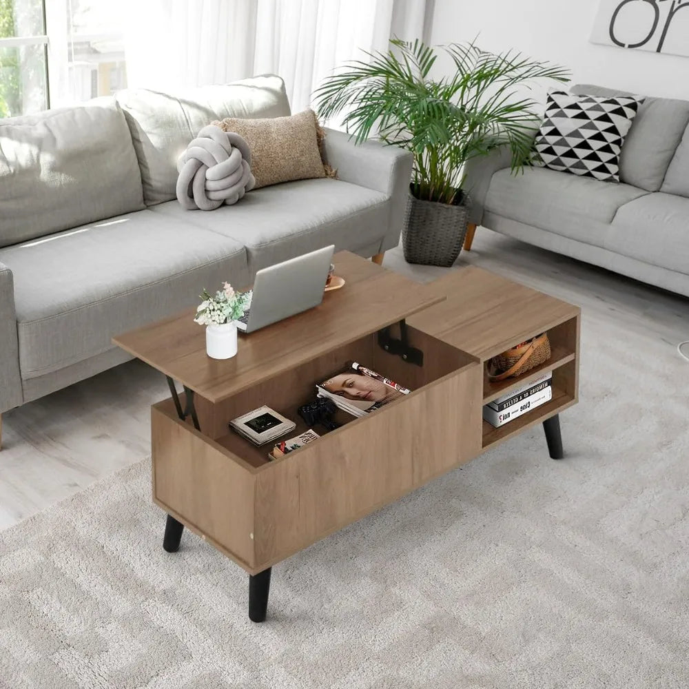 Multi-Functional Modern Lift-Top Coffee Table with Hidden Compartments