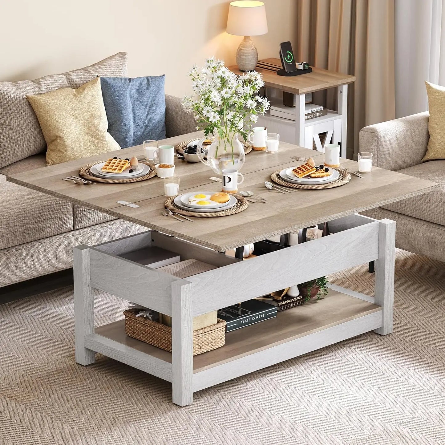 Want one Versatile Table? 3-in-1 Lift Top Coffee Table with Storage
