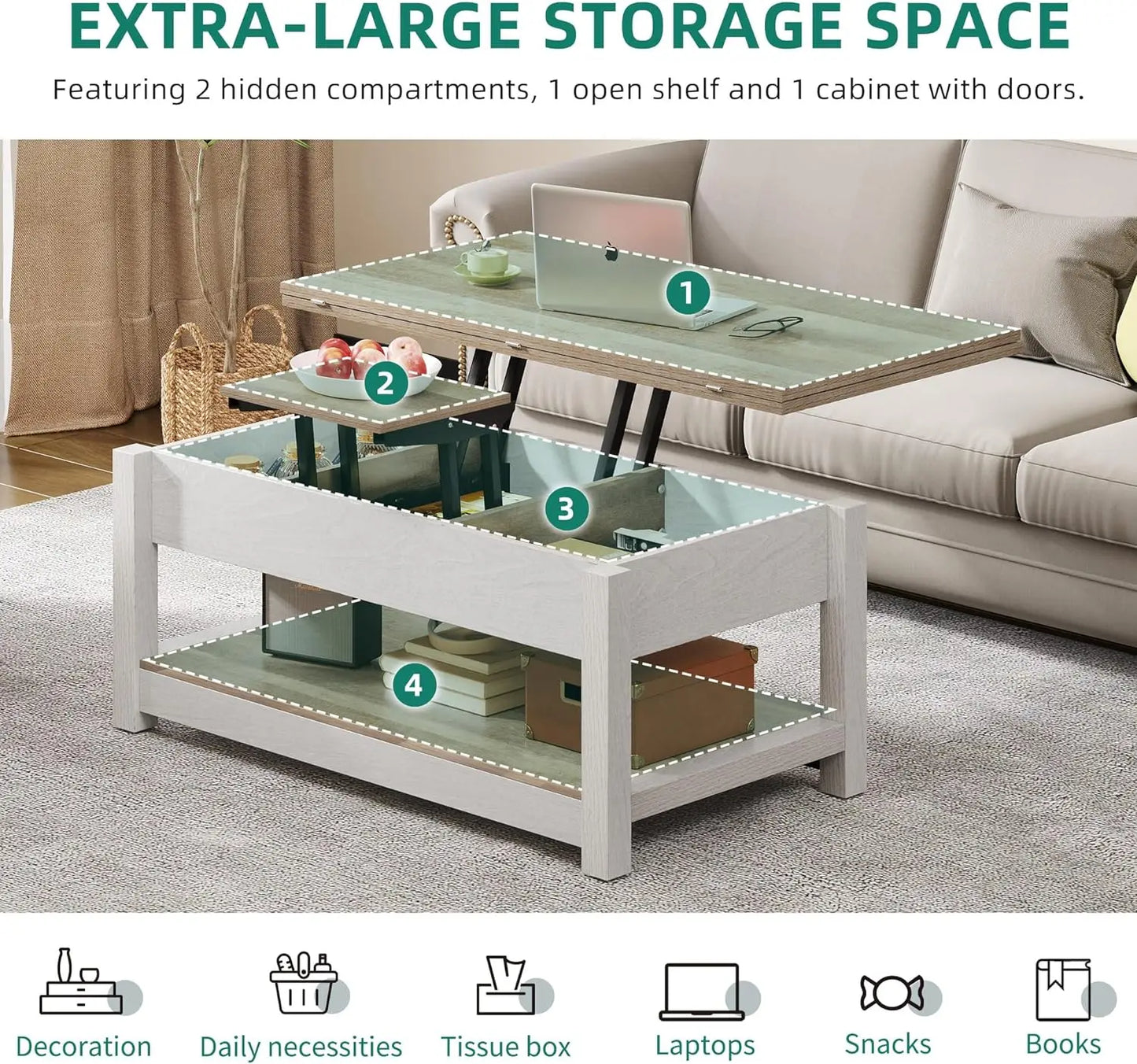 Want one Versatile Table? 3-in-1 Lift Top Coffee Table with Storage