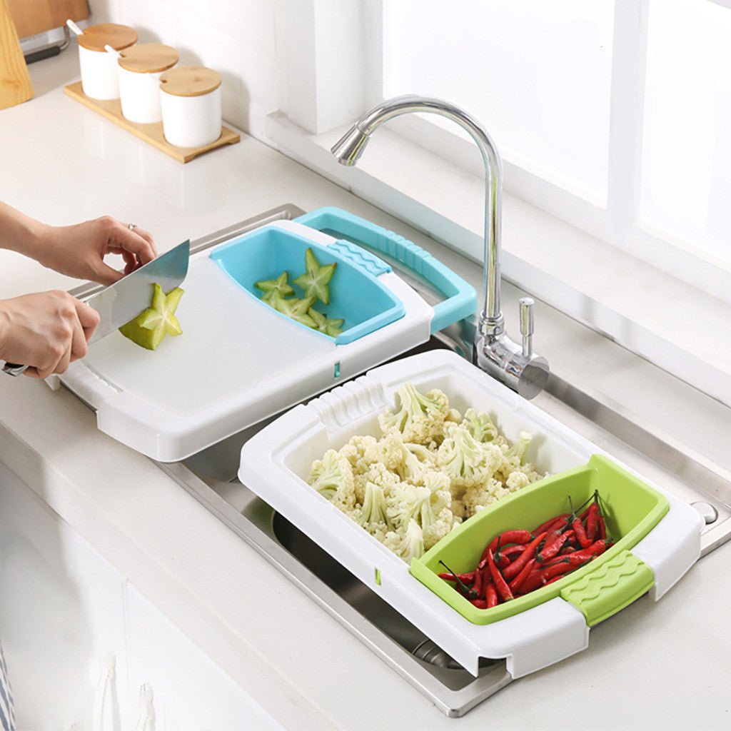 All-in-One Kitchen Essential: Multi-Function Cutting Board & Sink Basket