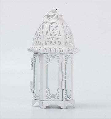 Elegant Glow: European Moroccan Glass Candle Holder