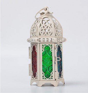 Elegant Glow: European Moroccan Glass Candle Holder