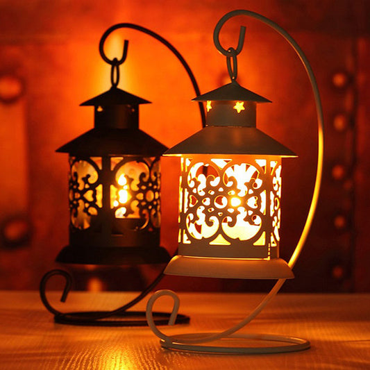 Balcony Glow: European Style Wrought Iron Candle Holder