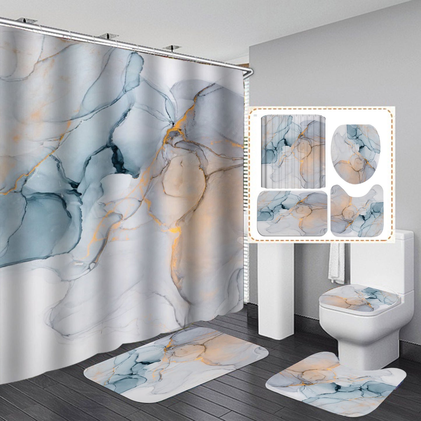 Desire an Elegant Oasis?  Try This Shower Curtain & Mat Set.