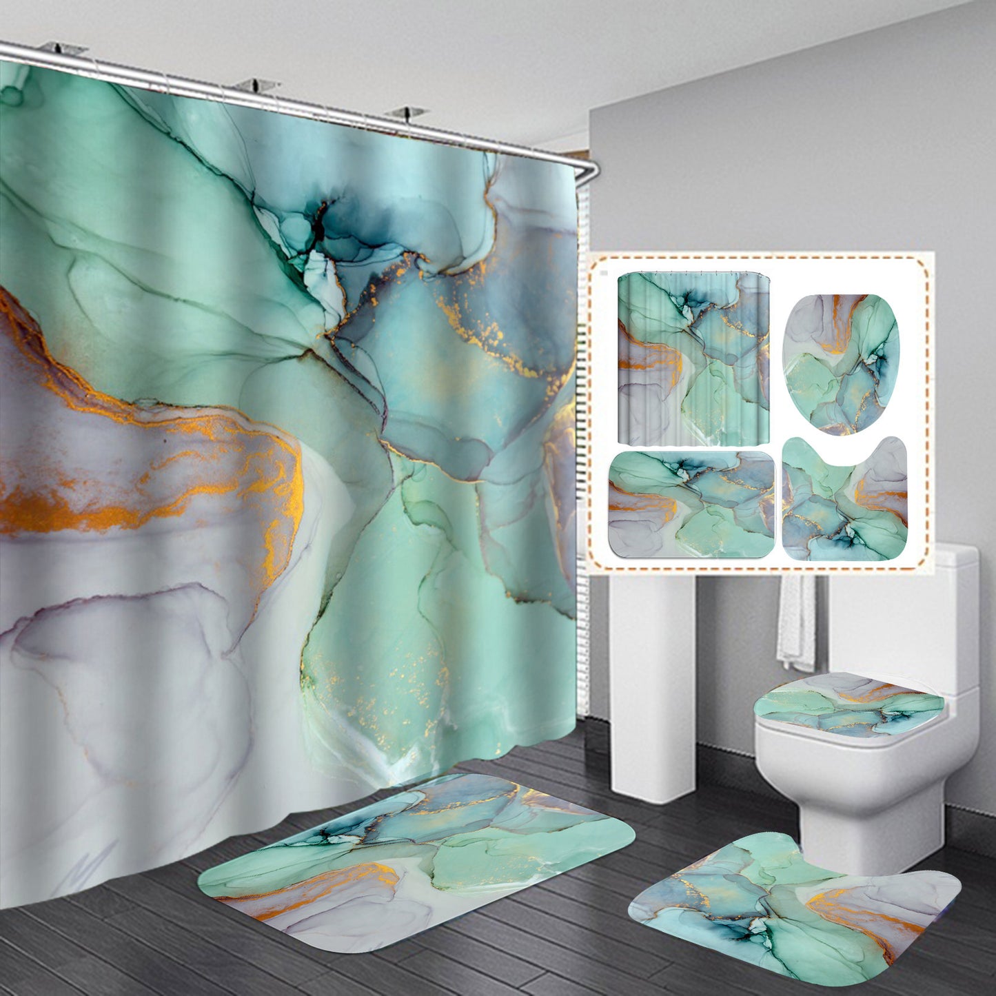 Desire an Elegant Oasis?  Try This Shower Curtain & Mat Set.