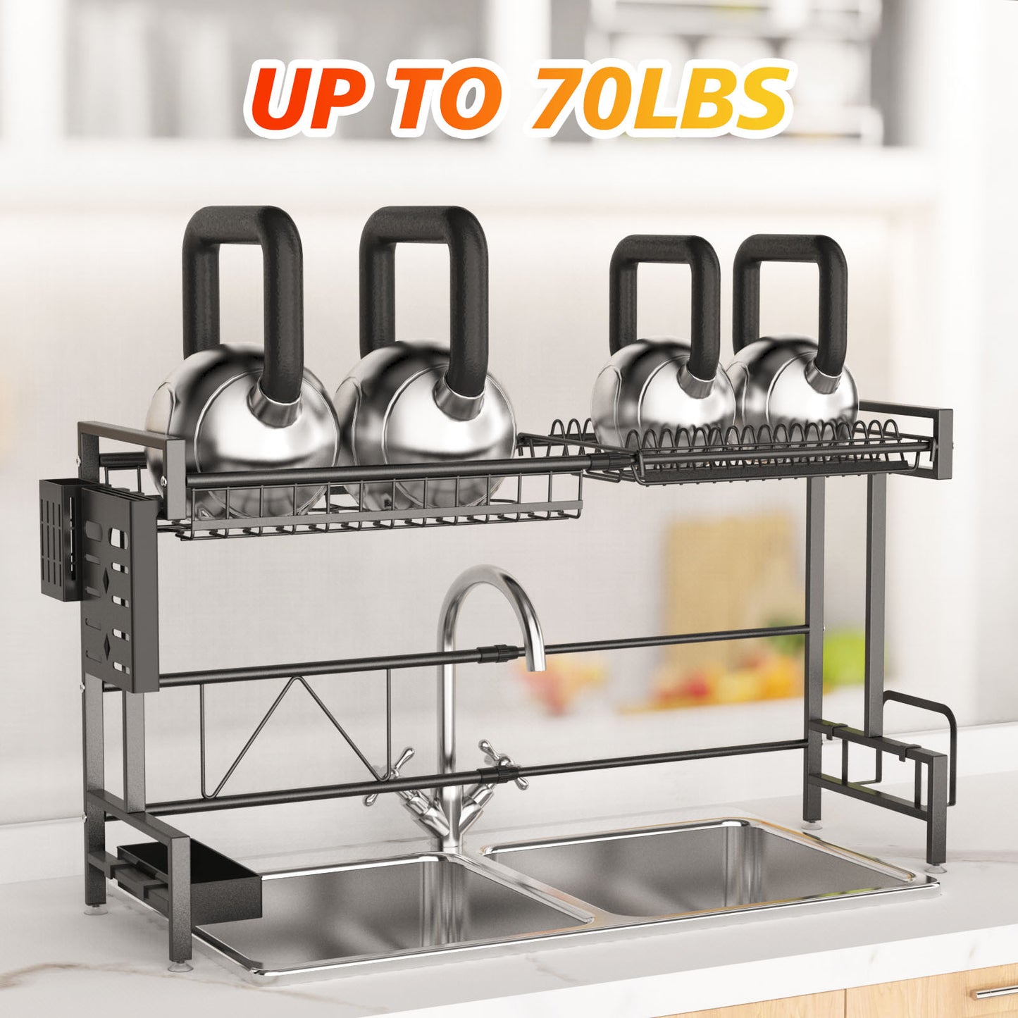 Efficient Kitchen Helper: Over-the-Sink 2-Tier Dish Drying Rack