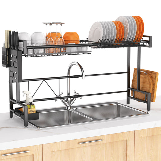 Efficient Kitchen Helper: Over-the-Sink 2-Tier Dish Drying Rack