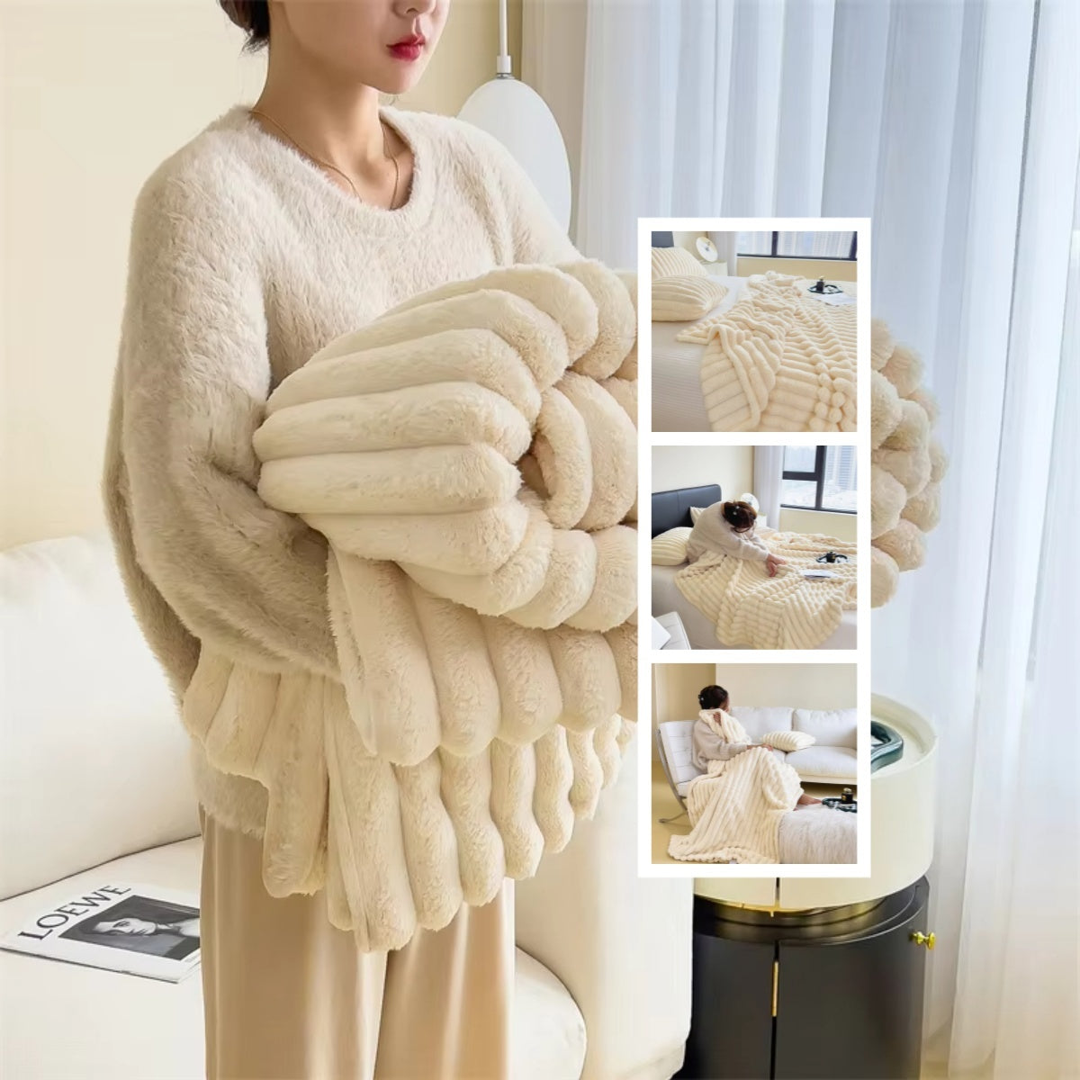 Velvet Luxury: Plush Fur Balcony Blanket