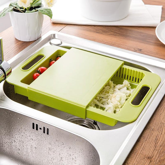 Efficient Prep: Multifunction Chopping Block with Drain Basket