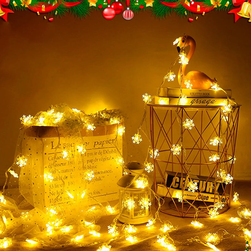 Festive Sparkle: Santa Claus & Snowflake LED Light String