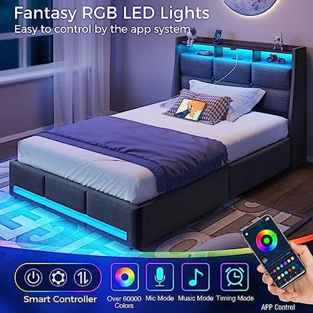 Want a Twin Smart Storage Bed? Get this Twin LED Bed LED Light Bed Frame.