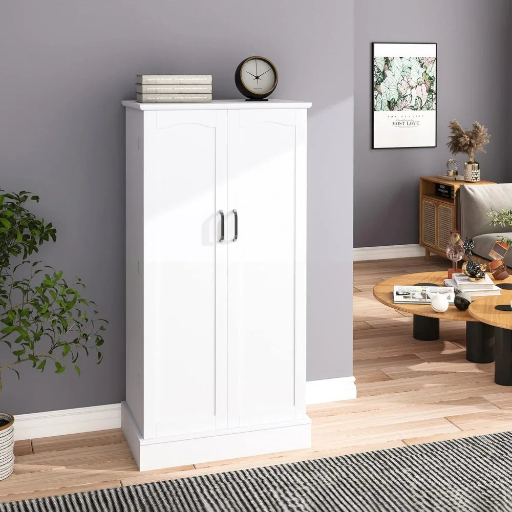 Spacious Elegance: 47” White Freestanding Kitchen Pantry Cabinet