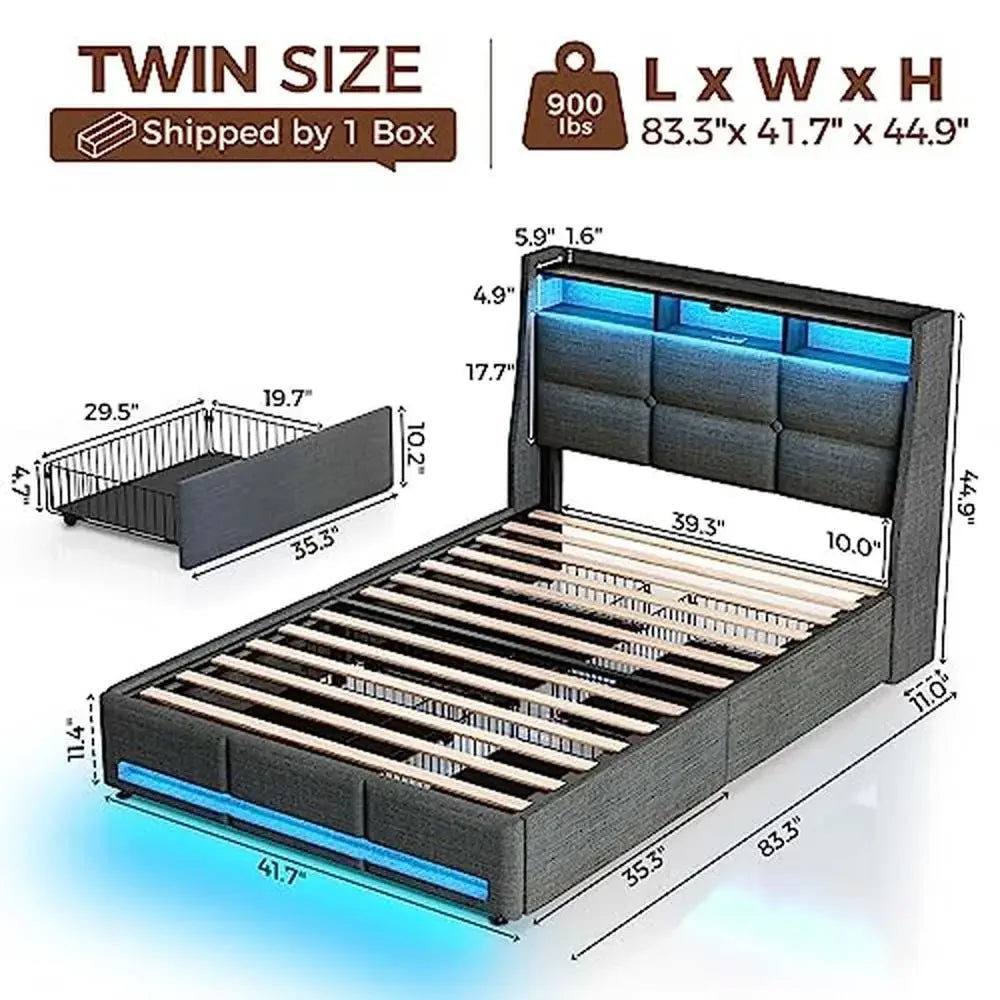 Want a Twin Smart Storage Bed? Get this Twin LED Bed LED Light Bed Frame.