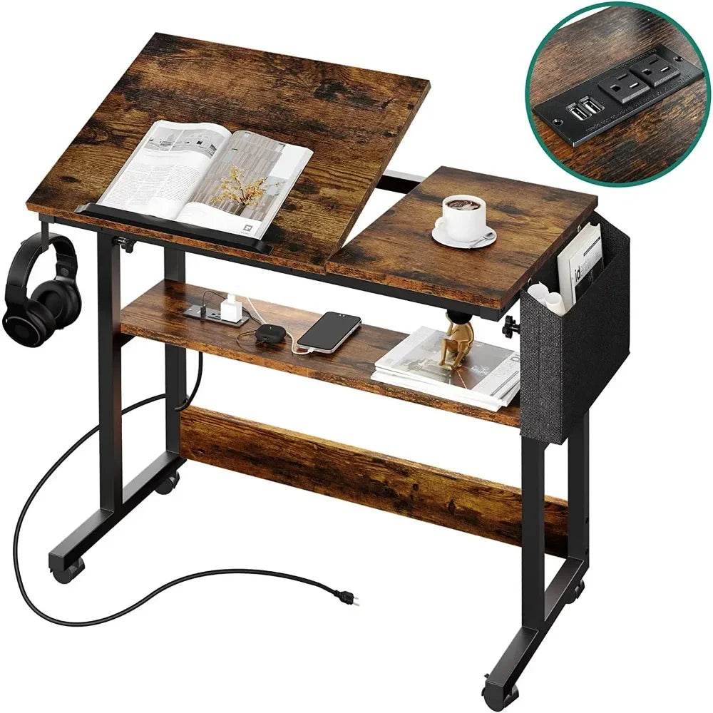 Dynamic Workspace: Portable Laptop Table with Charging Station