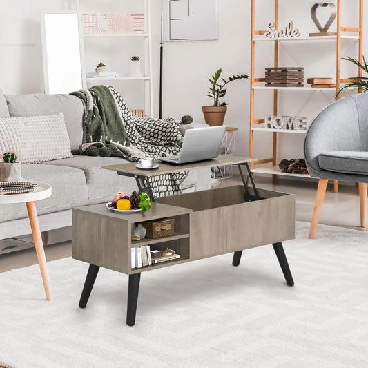 Multi-Functional Modern Lift-Top Coffee Table with Hidden Compartments